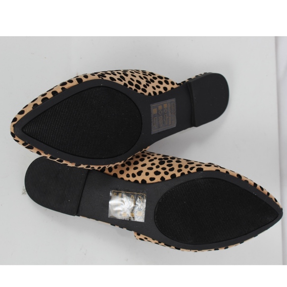 Tan Leopard pointy toe slip on mules flat - Picture 6 of 8